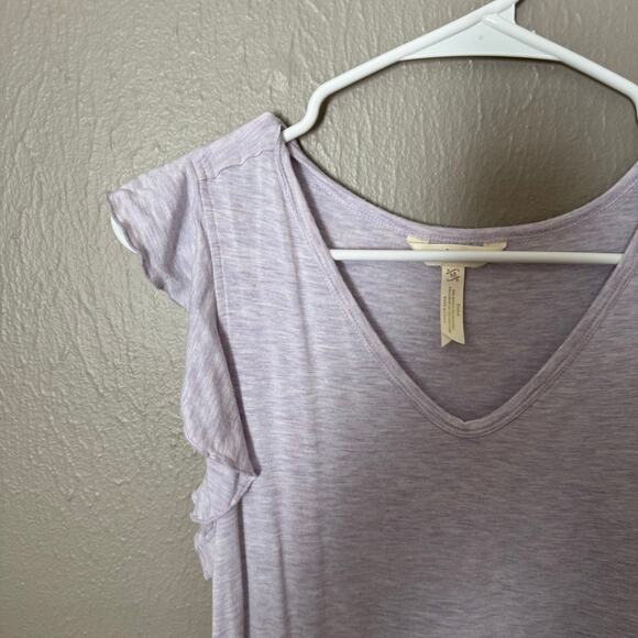 MATILDA JANE Purple V-Neck Ruffle Sleeve T-shirt Size Medium comfort lightweight - Picture 2 of 5